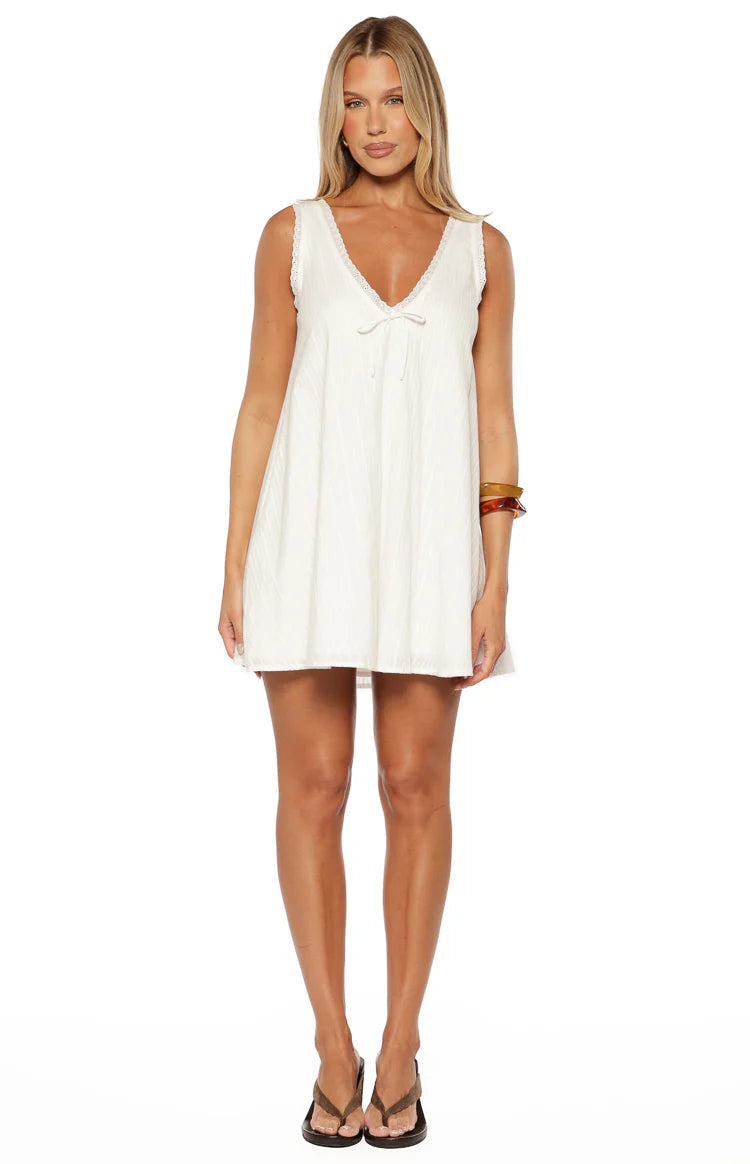 Kennie White Lace Trim Cotton Mini Dress Image