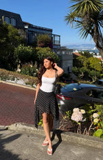 Khalea Black Polka Dot Hanky Hem Midi Skirt