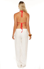 Kiki Red Crochet Flower Halter Top