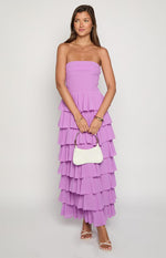 Kim Magenta Strapless Ruffle Prom Dress Image
