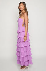 Kim Magenta Strapless Ruffle Prom Dress Image
