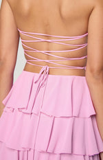 Kim Pink Strapless Ruffle Maxi Dress
