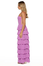 Kim Magenta Strapless Ruffle Prom Dress Image