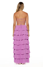Kim Magenta Strapless Ruffle Prom Dress Image