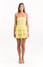Kimmie Yellow Strapless Ruffle Mini Dress Image