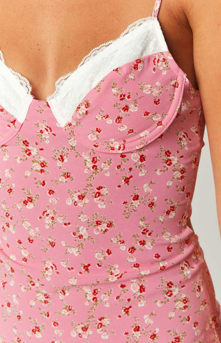 Kinsley Pink Floral Midi Dress Image