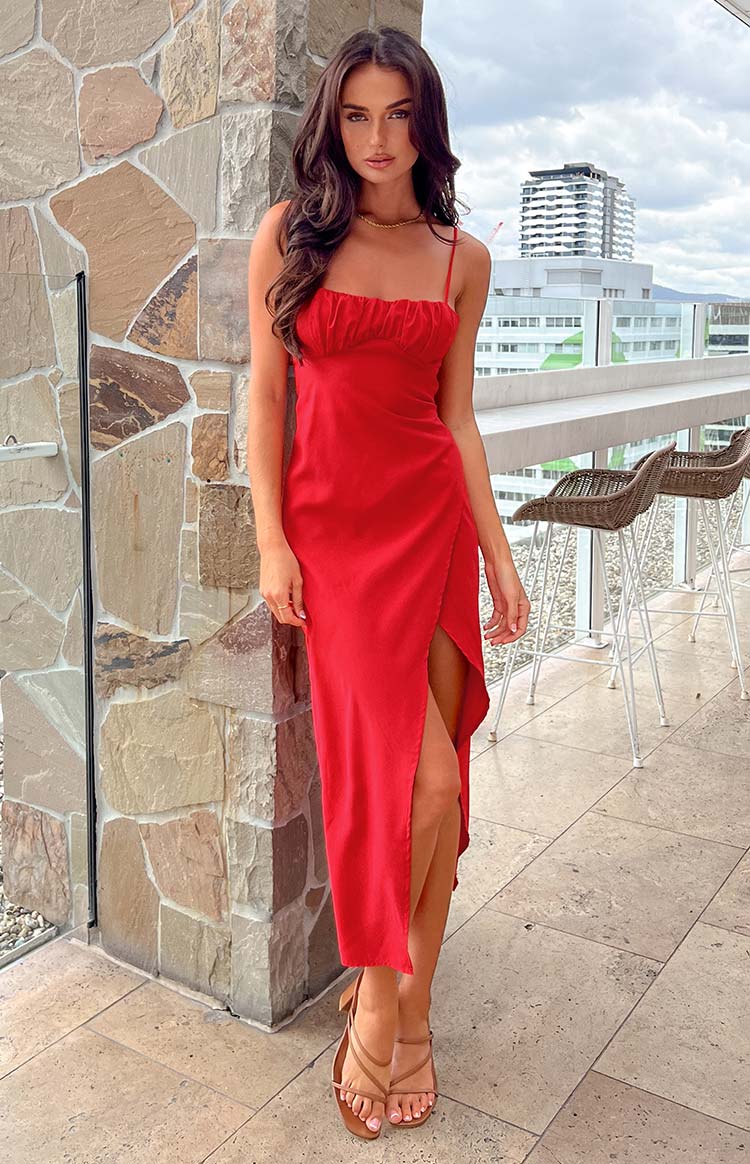 Kirrily Red Midi Dress | Beginning Boutique US Kirrily Red Midi Dress | Beginning Boutique US