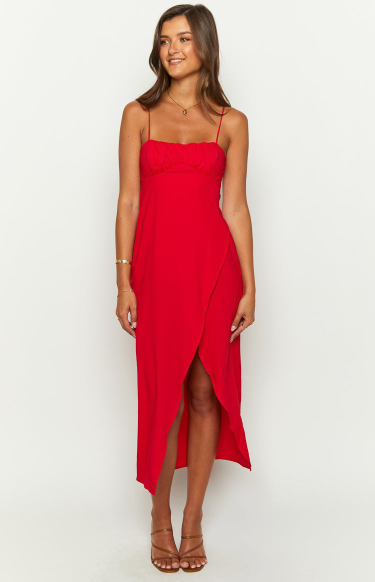 Kirrily Red Midi Dress - US 0 | Beginning Boutique exclusive Kirrily Red Midi Dress - US 0 | Beginning Boutique exclusive