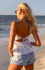 Klee White Strapless Tie Back Top