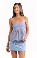 Klee Dark Blue Strapless Tie Back Top