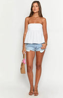 Klee White Strapless Tie Back Top