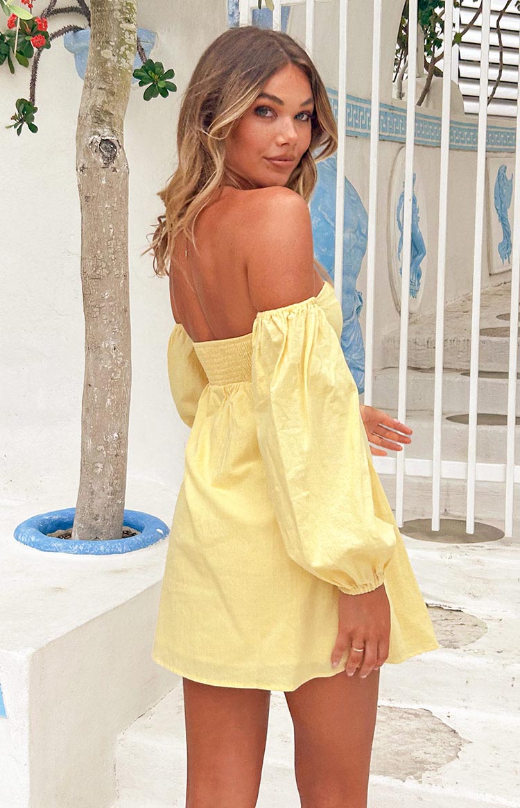 Koa Yellow Long Sleeve Mini Dress Image