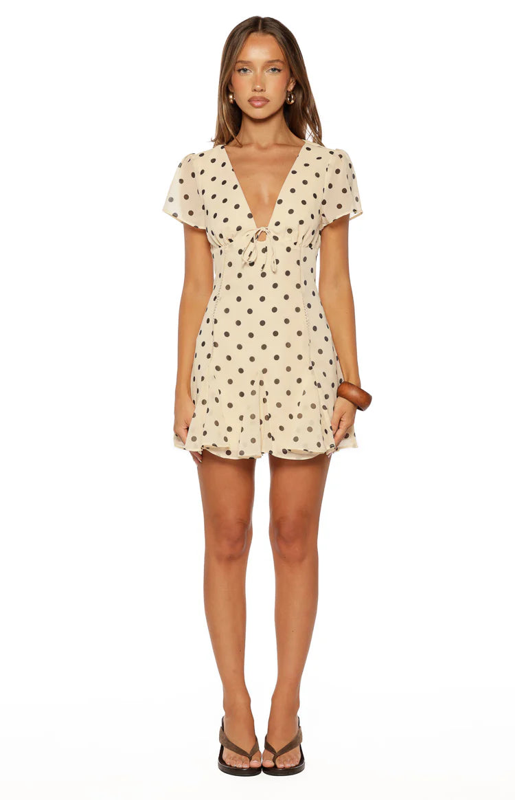 Koda Cream Polka Dot Mini Dress - US 10 Koda Cream Polka Dot Mini Dress - US 10
