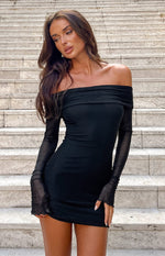 Kofi Black Long Sleeve Mini Dress Image