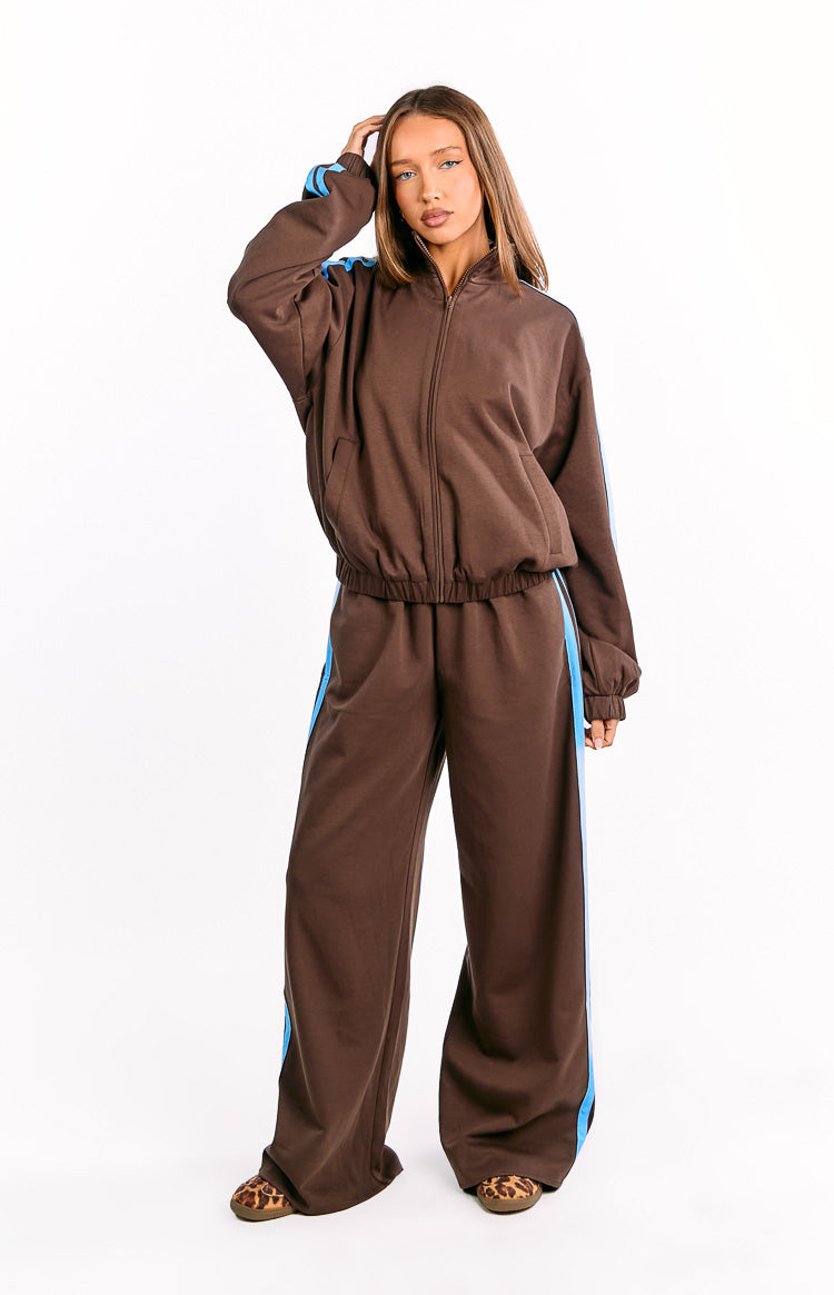 Kosie Chocolate And Blue Stripe Track Pants Image