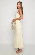 Krissy Cream Mesh Strapless Maxi Dress