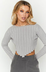 Kristin Grey Rib Sweater Image