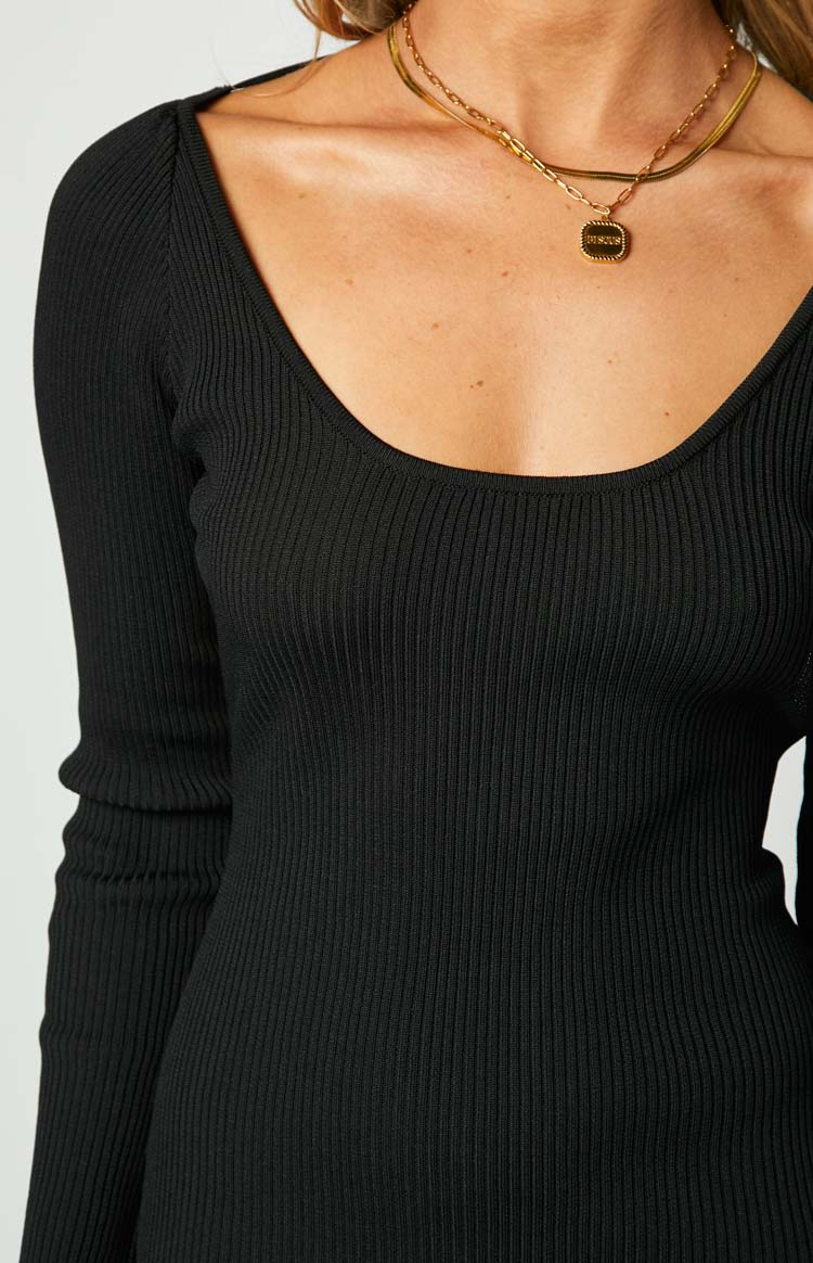 kylie long sleeve dress Kylie Black Maxi Dress - US 2