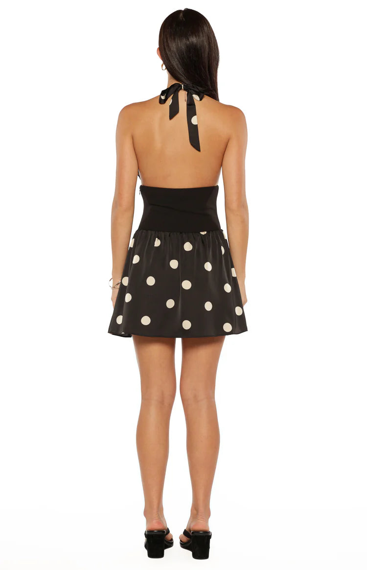 Lilia Black Polka Dot Halter Neck Mini Dress - US 10 | Beginning Boutique Exclusive Lilia Black Polka Dot Halter Neck Mini Dress - US 10 | Beginning Boutique Exclusive