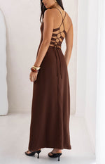 La Jolla Brown V-Neck Maxi Dress Image