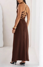 La Jolla Brown V-Neck Maxi Dress
