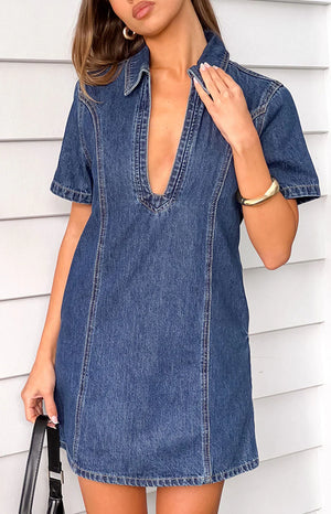 izzy denim shirt dress Country Flare White Denim Dress M