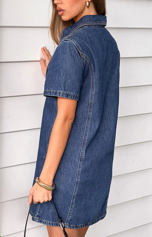 izzy denim shirt dress Izzy Denim Button Mini Dress - US 6