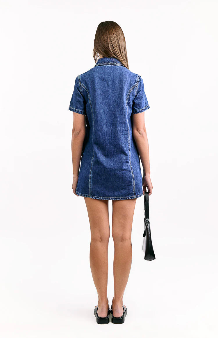 Lachie Dark Wash Denim Mini Dress - 8