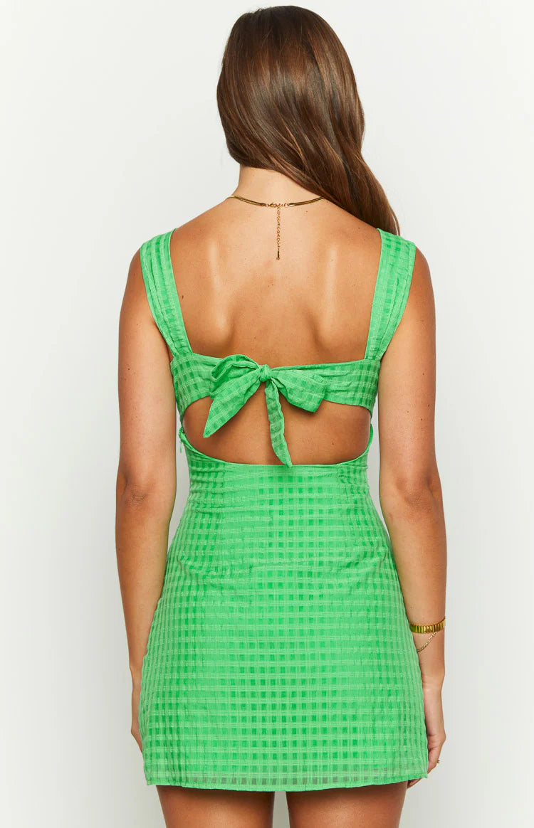 Layla Green Tie Back Mini Dress - US 2 | Beginning Boutique Exclusive Layla Green Tie Back Mini Dress - US 2 | Beginning Boutique Exclusive