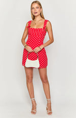 Layla Red Polka Dot Tie Back Mini Dress