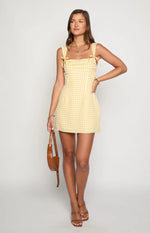 Layla Yellow Gingham Tie Back Mini Dress
