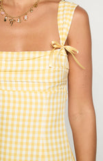 Layla Yellow Gingham Tie Back Mini Dress