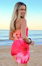 Lee Orange Flower Print Mini Dress Image