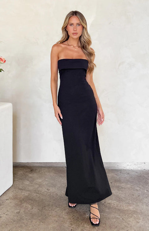 Lei Strapless Black Maxi Dress - US 10