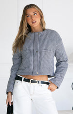 Lennie Black Gingham Quilted Jacket Image