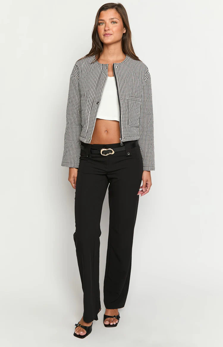 Lennie Black Gingham Quilted Jacket