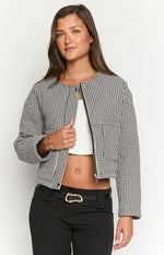Lennie Black Gingham Quilted Jacket Image