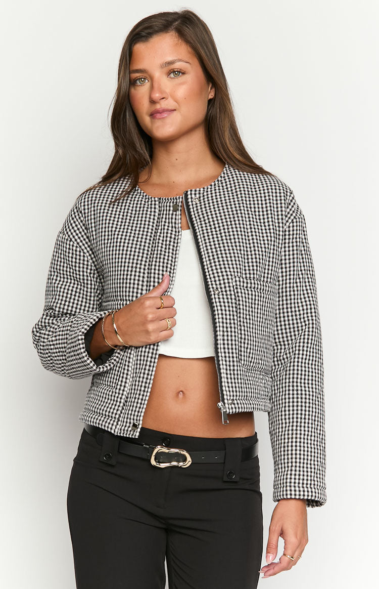 Lennie Black Gingham Quilted Jacket Image