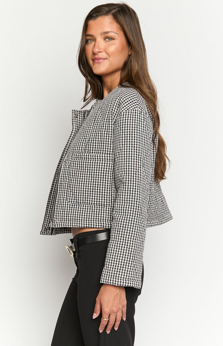 Lennie Black Gingham Quilted Jacket Image