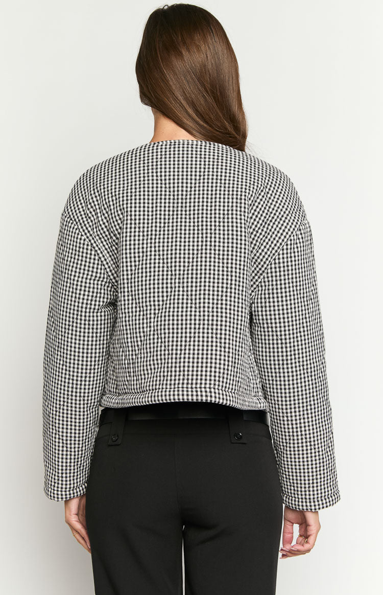 Lennie Black Gingham Quilted Jacket Image