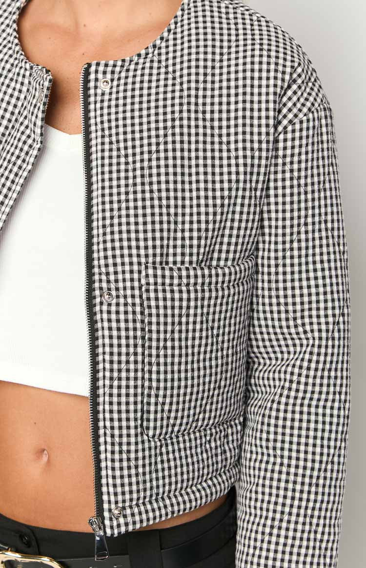 Lennie Black Gingham Quilted Jacket Image