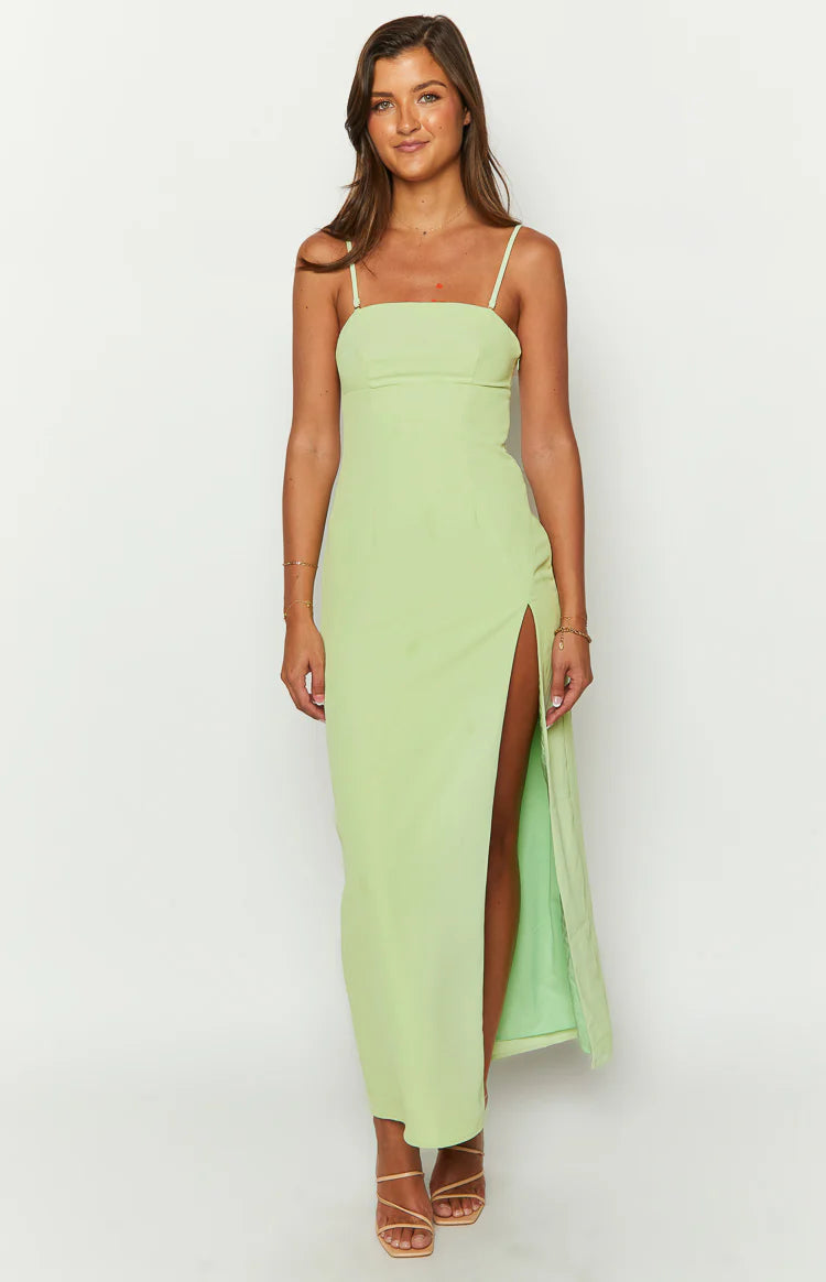 slim fit dress slacks Lenora Green Strapless Maxi Dress