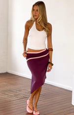 Levi Grape Contrast Bind Asymmetric Skirt