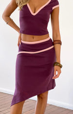 Levi Grape Contrast Bind Asymmetric Skirt