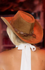 Lexi Tan Suedette PU Trim Western Hat