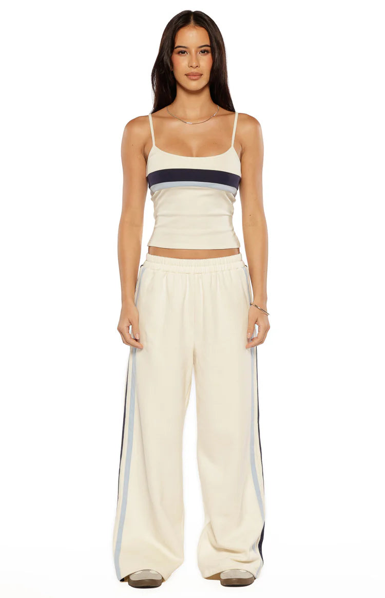 Leya White Contrast Stripe Singlet