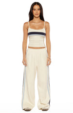 Leya White Contrast Stripe Pants