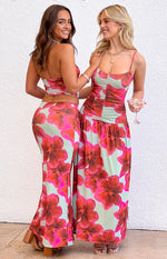 Lilliana Green Floral Print Maxi Dress