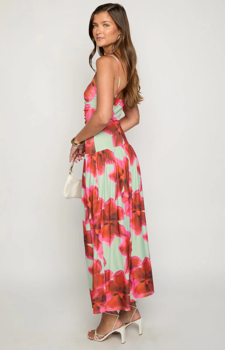 Lilliana Green Floral Print Maxi Dress - US 8 | Beginning Boutique Exclusive Lilliana Green Floral Print Maxi Dress - US 8 | Beginning Boutique Exclusive