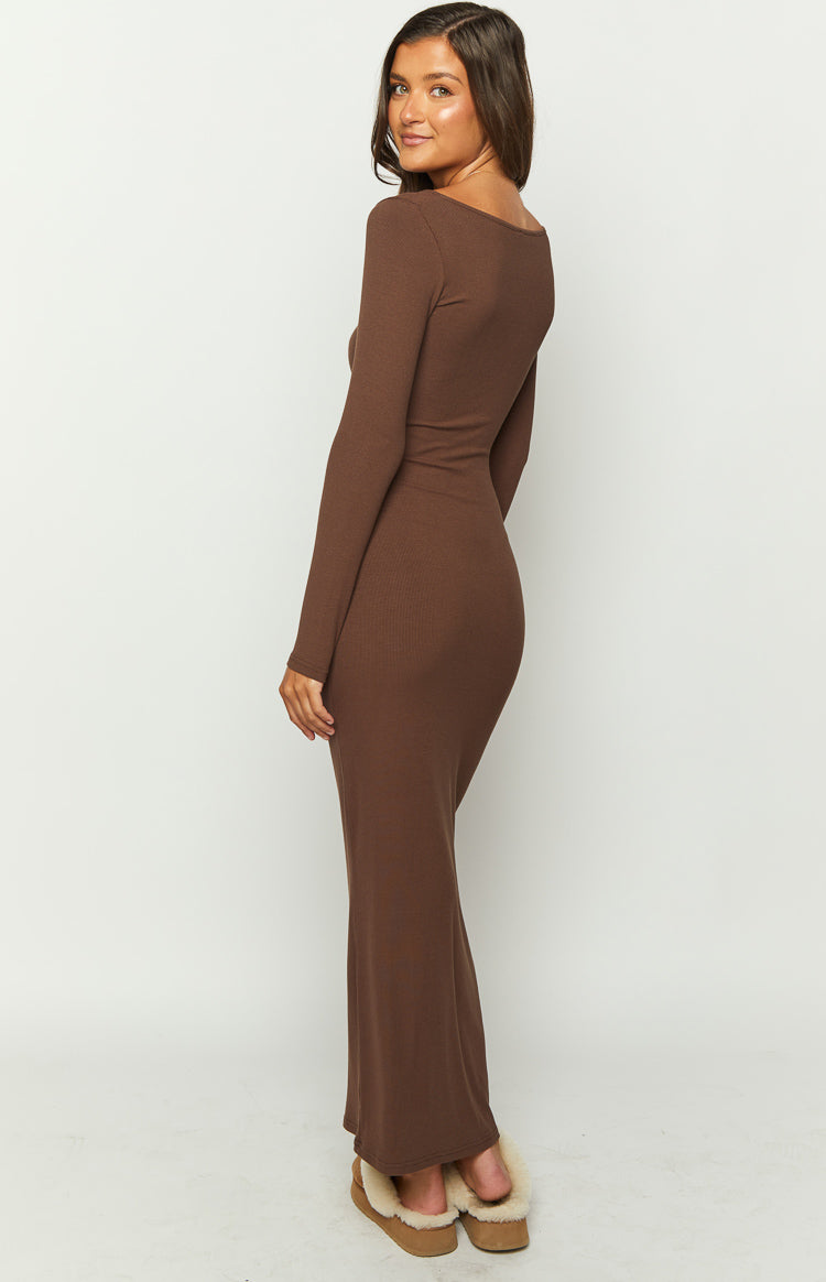 Lily Brown Long Sleeve Maxi Dress Image